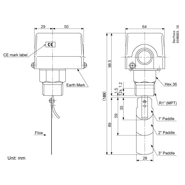 DANFOSS (RIDAN) FQS U30G Реле протока - 061H4000 (ДАНФОСС)