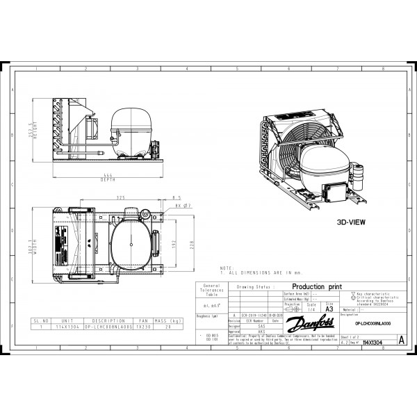 DANFOSS (RIDAN) OP-LCHC008NLA00G Агрегат комп. -конд. - 114X1304 (ДАНФОСС)