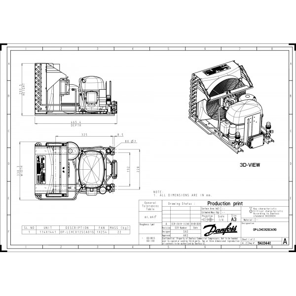 DANFOSS (RIDAN) OP-LCHC012SCA01G Агрегат компр.-конд. - 114X1441 (ДАНФОСС)
