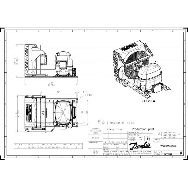 DANFOSS (RIDAN) OP-LCHC015SCA00G агрегат компр.-конд. - 114X1548 (ДАНФОСС)