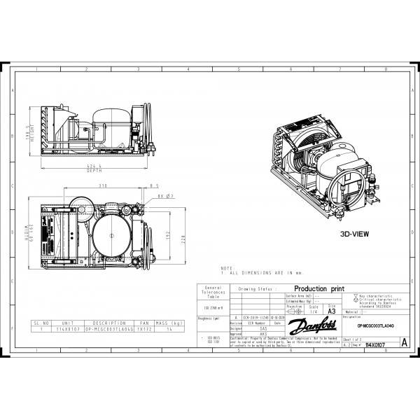 DANFOSS (RIDAN) OP-MCGC003TLA04G Агрегат компр.-конд. - 114X0107 (ДАНФОСС)