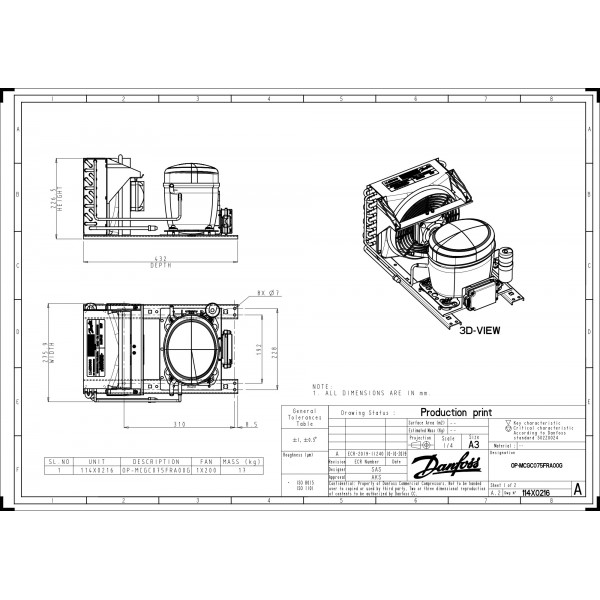 DANFOSS (RIDAN) OP-MCGC007FRA00G агрегат компр.-конд. - 114X0216 (ДАНФОСС)