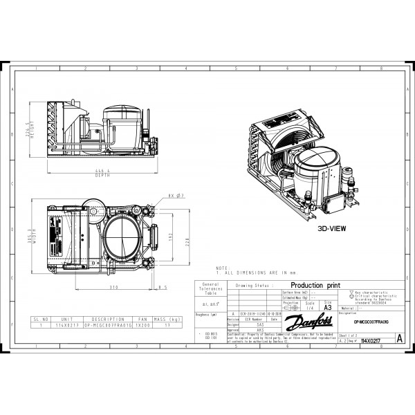 DANFOSS (RIDAN) OP-MCGC007FRA01G агрегат компр.-конд. - 114X0217 (ДАНФОСС)