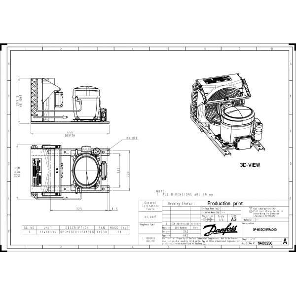 DANFOSS (RIDAN) OP-MCGC011FRA00G агрегат компр.-конд. - 114X0336 (ДАНФОСС)