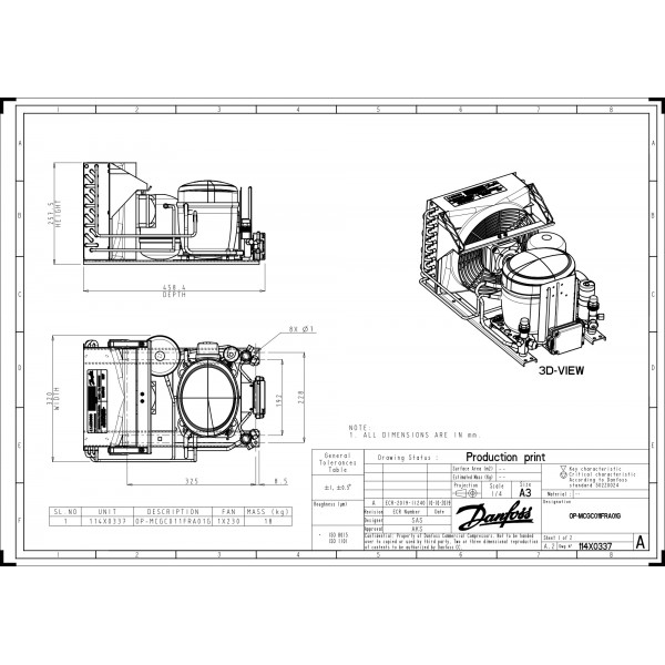 DANFOSS (RIDAN) OP-UCGC011FRA01G Агрегат компр.-конд. - 114X0337 (ДАНФОСС)