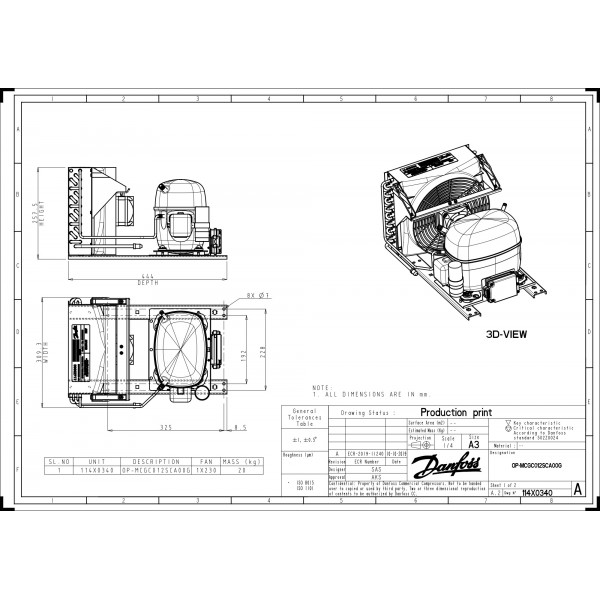 DANFOSS (RIDAN) OP-MCGC012SCA00G агрегат компр.-конд. - 114X0340 (ДАНФОСС)