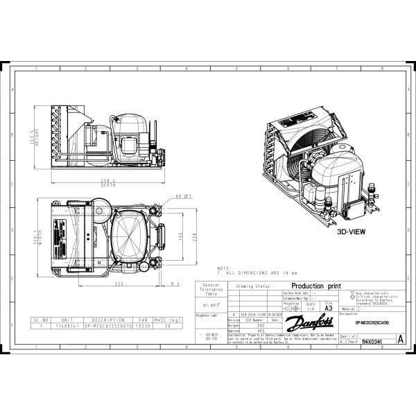DANFOSS (RIDAN) OP-MCGC012SCA01G агрегат компр.-конд. - 114X0341 (ДАНФОСС)