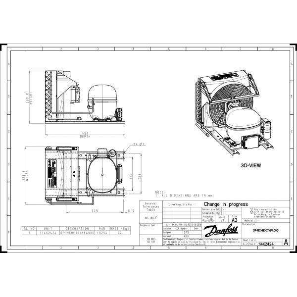 DANFOSS (RIDAN) OP-MCHC007NFA00G Агрегат компр.-конд. - 114X2424 (ДАНФОСС)