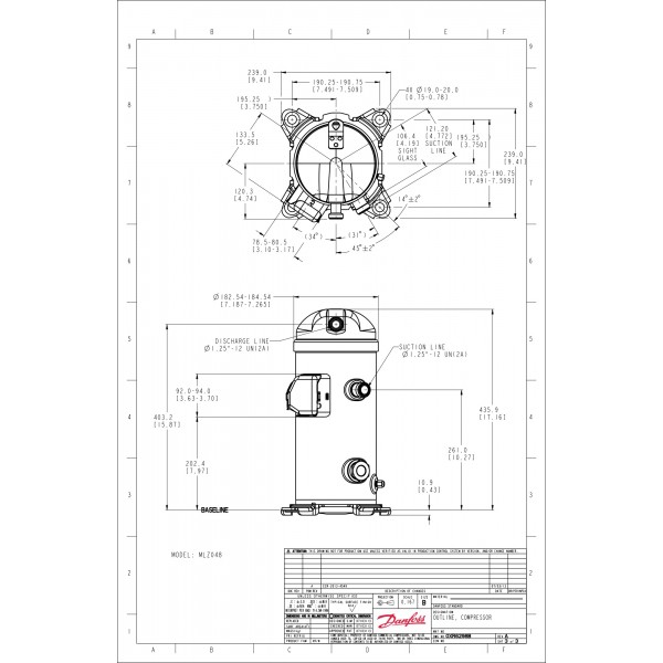 DANFOSS (RIDAN) MLZ045T4LQ9A Компрессор спиральный - 121L8799 (ДАНФОСС)