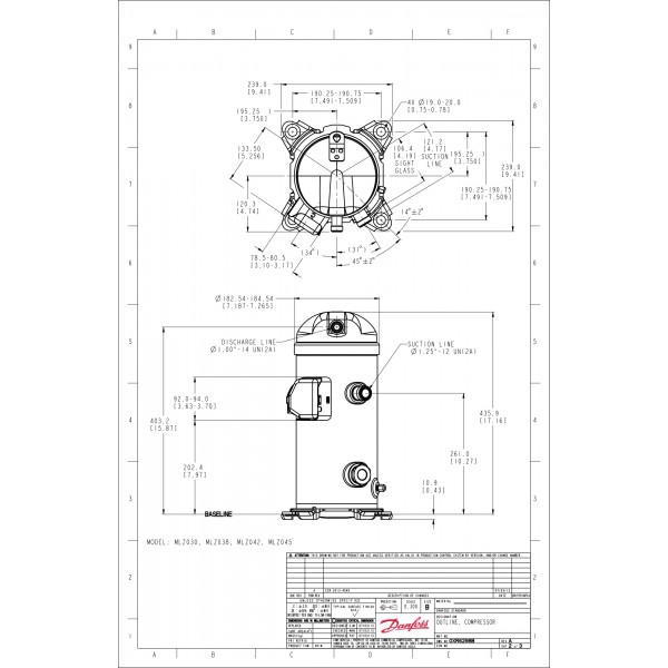 DANFOSS (RIDAN) MLZ045T4LQ9A Компрессор спиральный - 121L8799 (ДАНФОСС)
