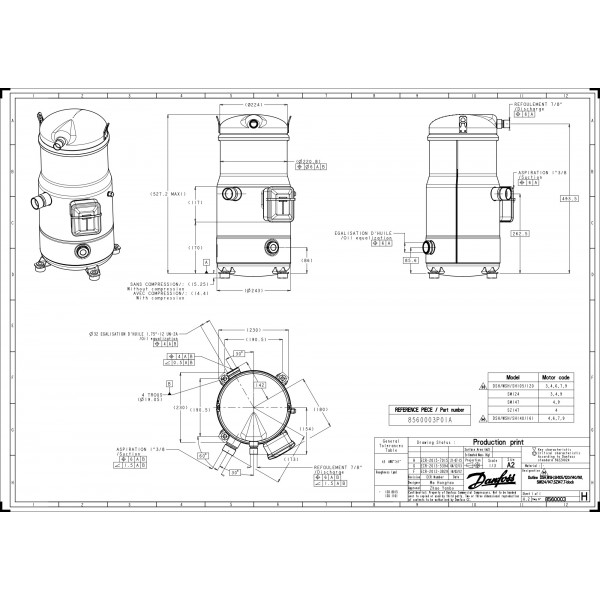 DANFOSS (RIDAN) DSH120A4ALD Компрессор спиральный - 120H1532 (ДАНФОСС)