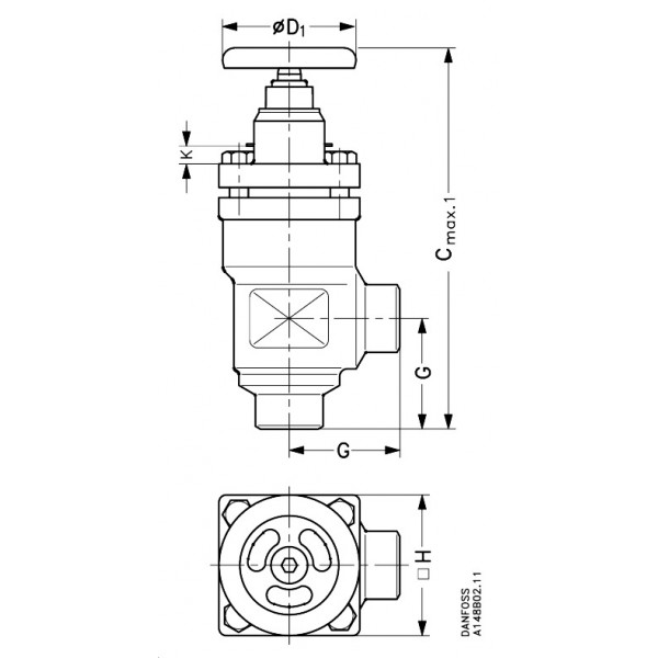 DANFOSS (RIDAN) SVA-L 40 A ANG H-WHEEL Запорный клапан - 148B5660 (ДАНФОСС)